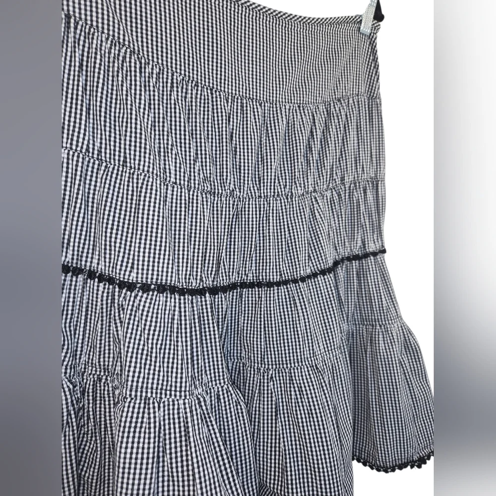 Gingham Tiered Cotton Cottagecore Midi Natural Fiber Y2k Vtg‎ 2000s Skirt